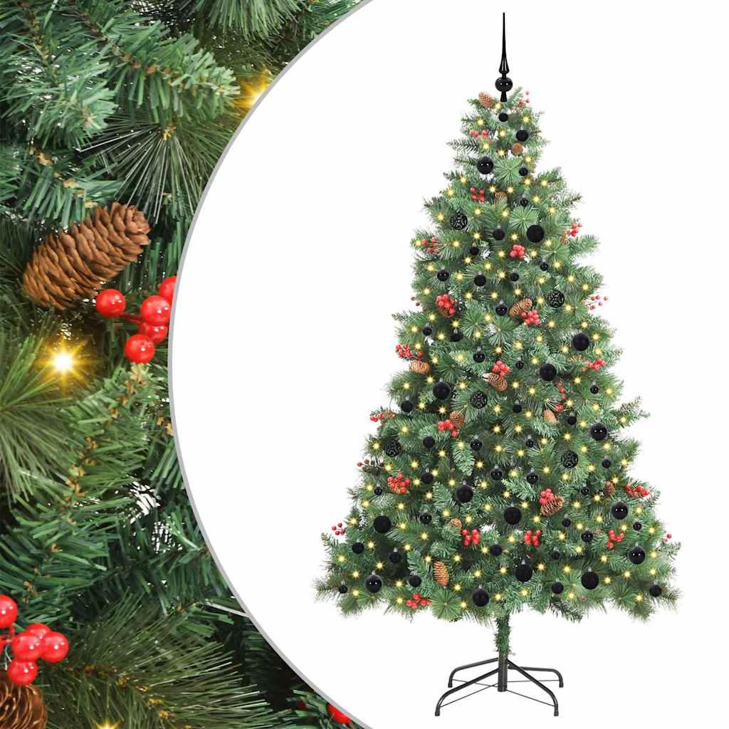 Kunstkerstboom met LED -striplichten Groen 210 cm PVC en Metaal is nu te koop bij PeponiXL, paradijselijk wonen!