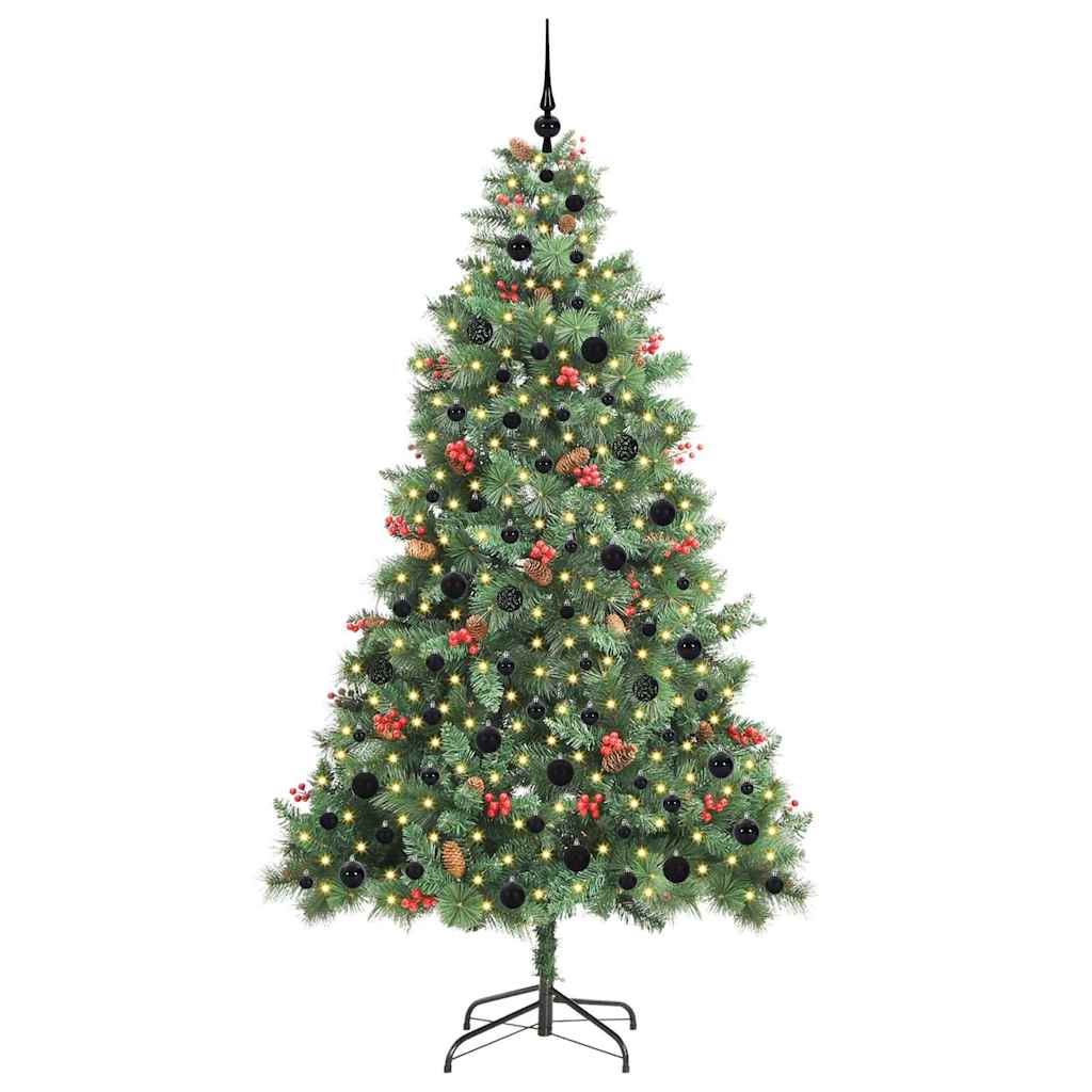 Kunstkerstboom met LED -striplichten Groen 210 cm PVC en Metaal is nu te koop bij PeponiXL, paradijselijk wonen!
