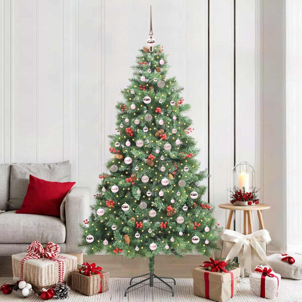 Kunstkerstboom met LED -striplichten Groen 210 cm PVC en Metaal is nu te koop bij PeponiXL, paradijselijk wonen!