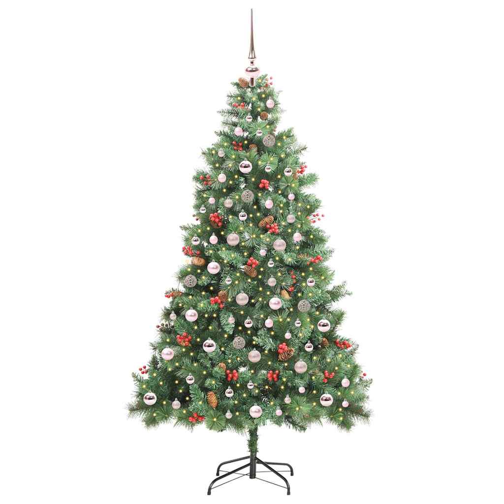 Kunstkerstboom met LED -striplichten Groen 210 cm PVC en Metaal is nu te koop bij PeponiXL, paradijselijk wonen!