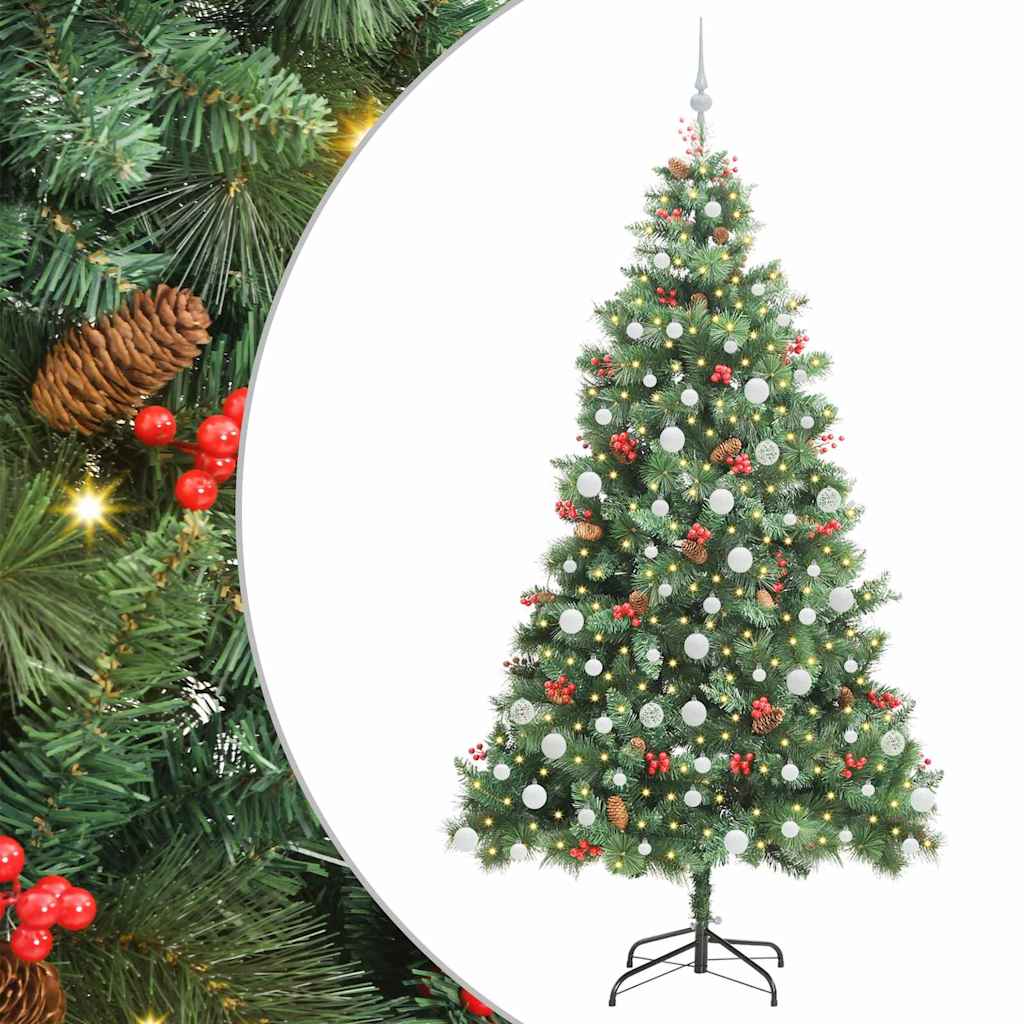 Kunstkerstboom met LED -striplichten Groen 210 cm PVC en Metaal is nu te koop bij PeponiXL, paradijselijk wonen!