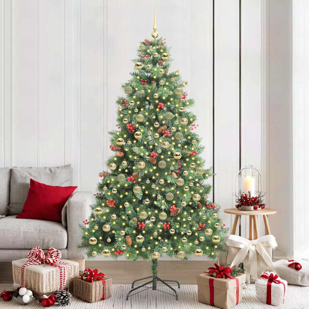 Kunstkerstboom met LED -striplichten Groen 210 cm PVC en Metaal is nu te koop bij PeponiXL, paradijselijk wonen!