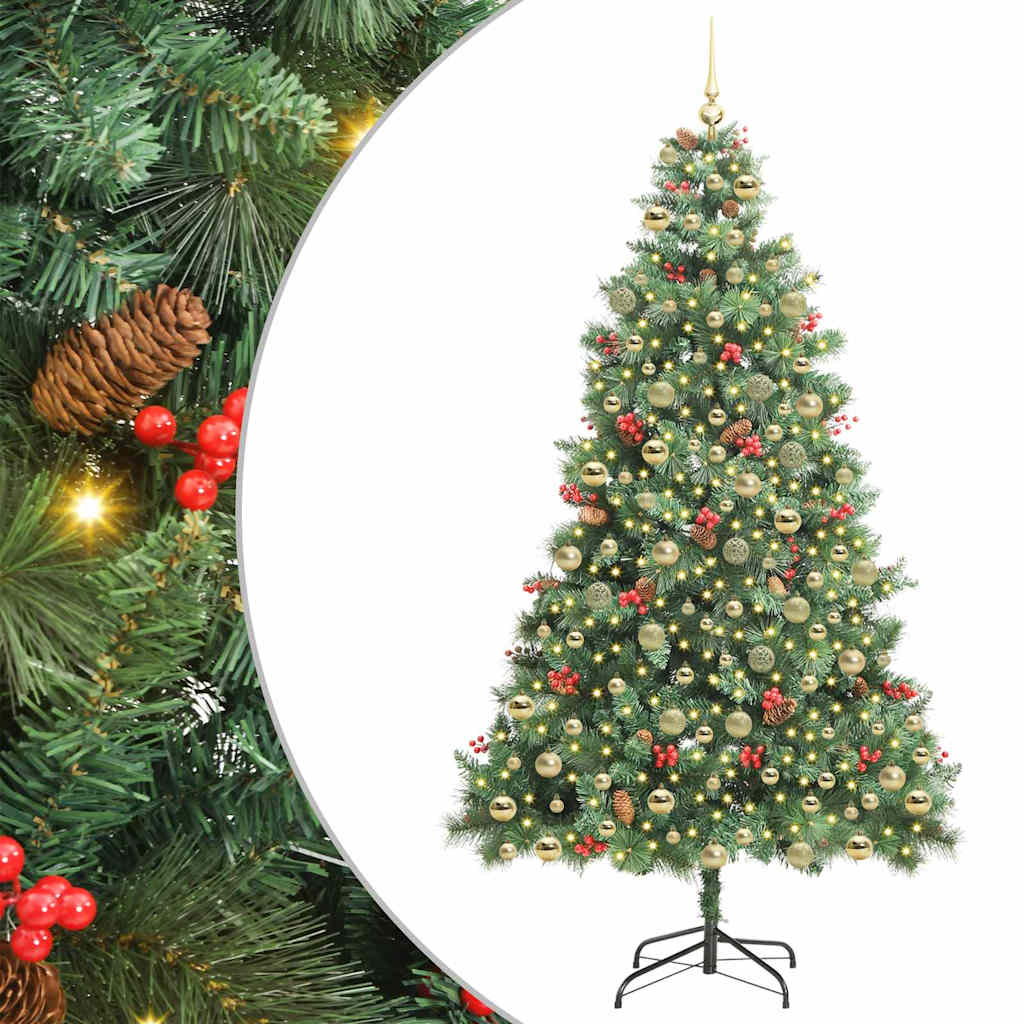 Kunstkerstboom met LED -striplichten Groen 210 cm PVC en Metaal is nu te koop bij PeponiXL, paradijselijk wonen!