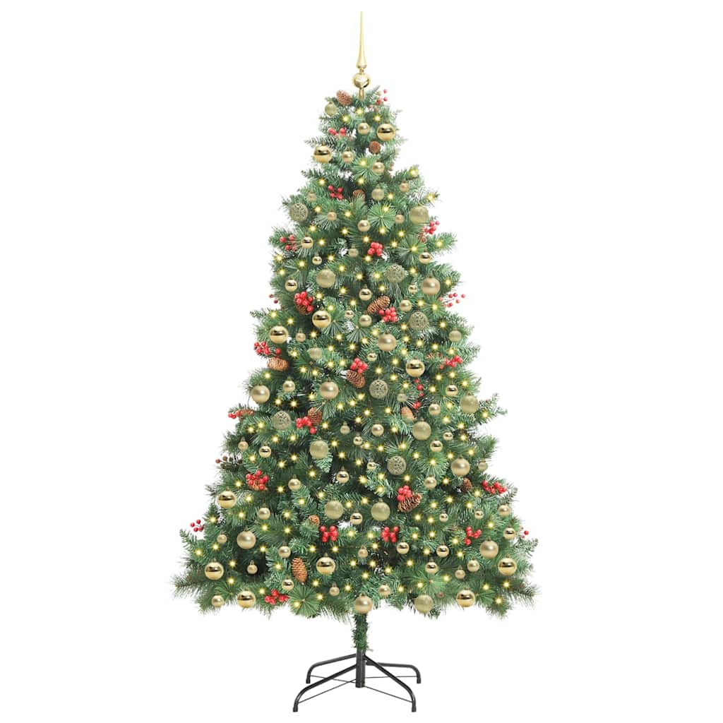 Kunstkerstboom met LED -striplichten Groen 210 cm PVC en Metaal is nu te koop bij PeponiXL, paradijselijk wonen!