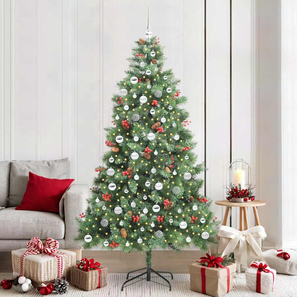 Kunstkerstboom met LED -striplichten Groen 210 cm PVC en Metaal is nu te koop bij PeponiXL, paradijselijk wonen!
