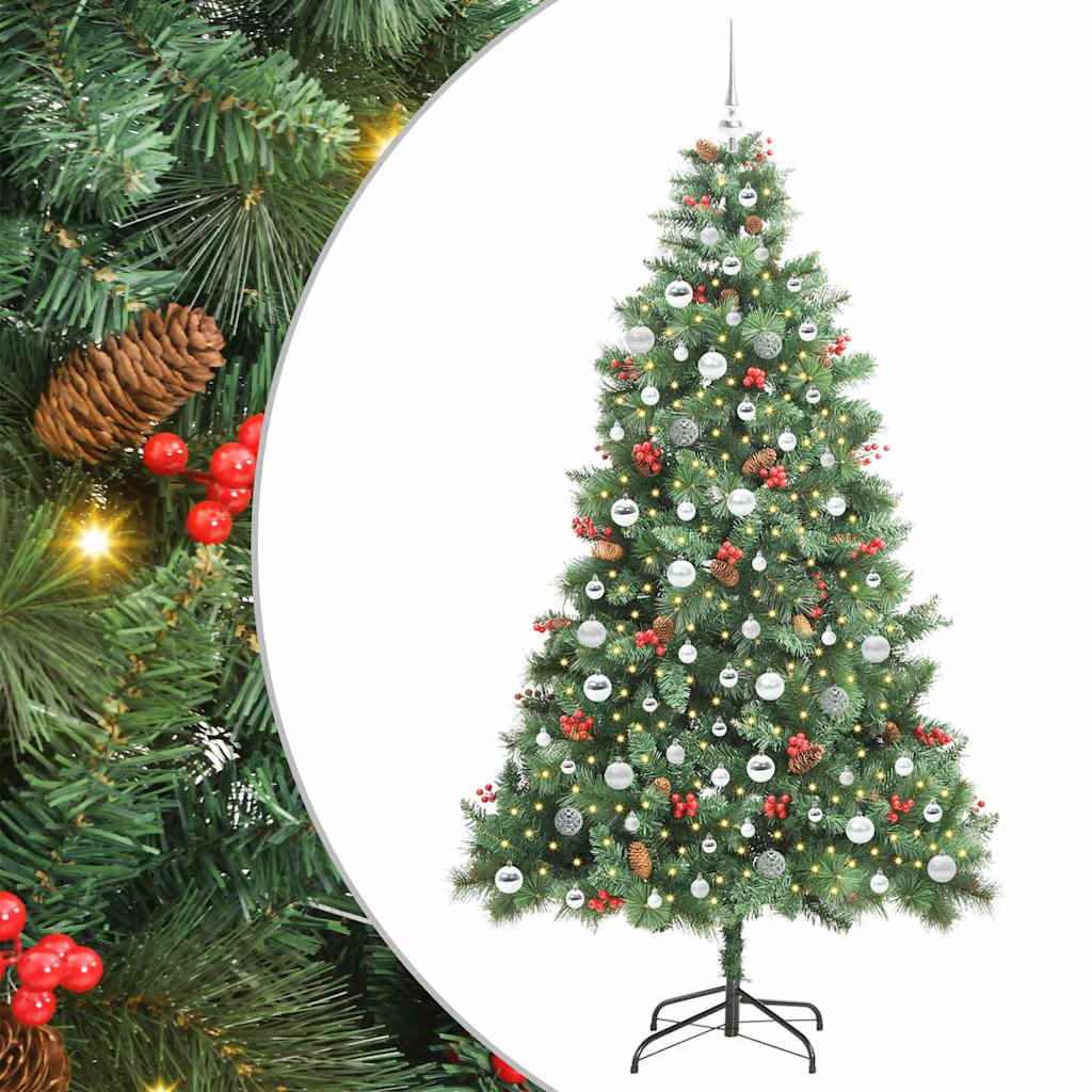 Kunstkerstboom met LED -striplichten Groen 210 cm PVC en Metaal is nu te koop bij PeponiXL, paradijselijk wonen!