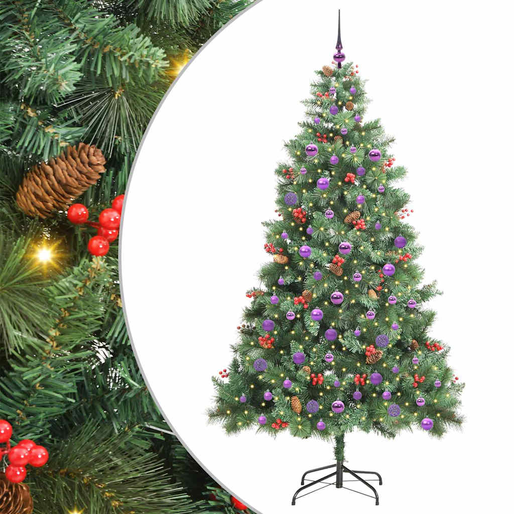 Kunstkerstboom met LED -striplichten Groen 210 cm PVC en Metaal is nu te koop bij PeponiXL, paradijselijk wonen!