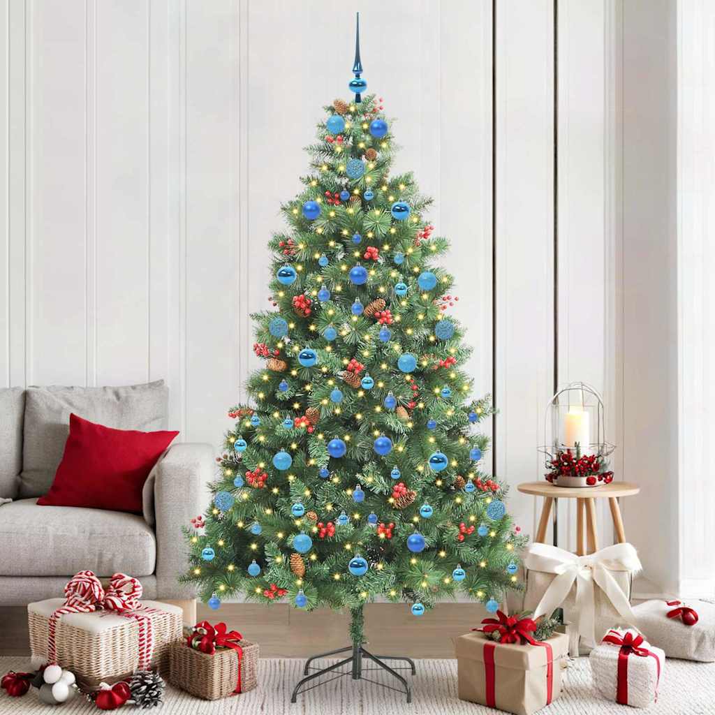 Kunstkerstboom met LED -striplichten Groen 210 cm PVC en Metaal is nu te koop bij PeponiXL, paradijselijk wonen!