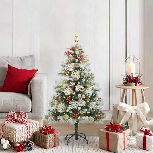 Kunstkerstboom Groen en wit 120 cm PVC en Metaal en Plastic is nu te koop bij PeponiXL, paradijselijk wonen!