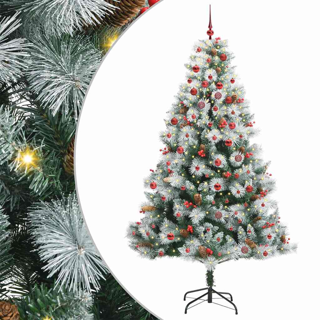 Kunstkerstboom Groen en wit 210 cm PVC en Metaal en Plastic is nu te koop bij PeponiXL, paradijselijk wonen!