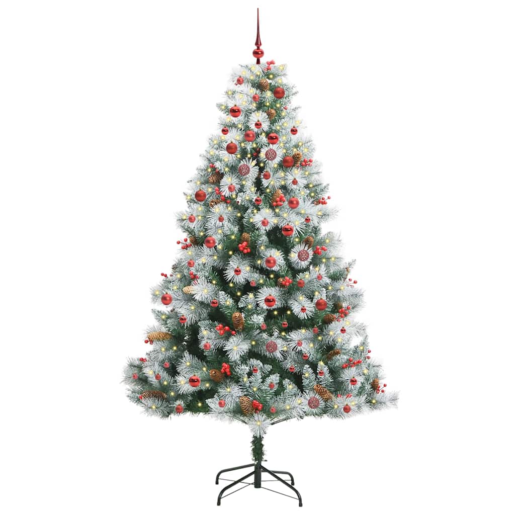Kunstkerstboom Groen en wit 210 cm PVC en Metaal en Plastic is nu te koop bij PeponiXL, paradijselijk wonen!