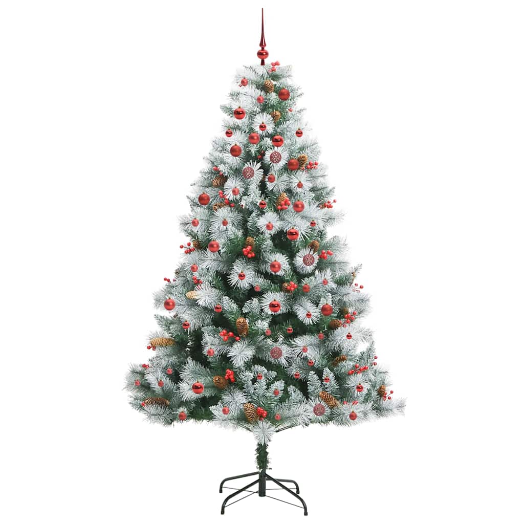 Kunstkerstboom Groen en wit 210 cm PVC en Metaal en Plastic is nu te koop bij PeponiXL, paradijselijk wonen!