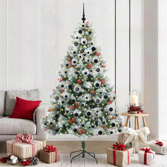 Kunstkerstboom Groen en wit 210 cm PVC en Metaal en Plastic is nu te koop bij PeponiXL, paradijselijk wonen!