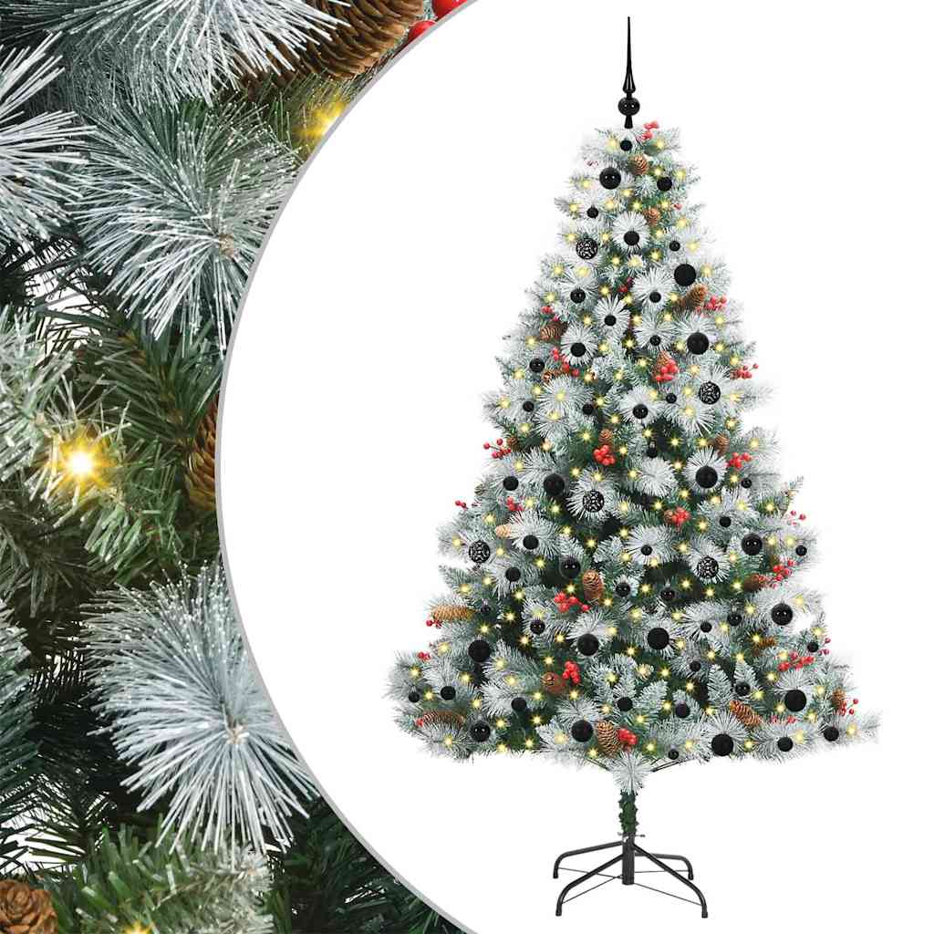 Kunstkerstboom Groen en wit 210 cm PVC en Metaal en Plastic is nu te koop bij PeponiXL, paradijselijk wonen!