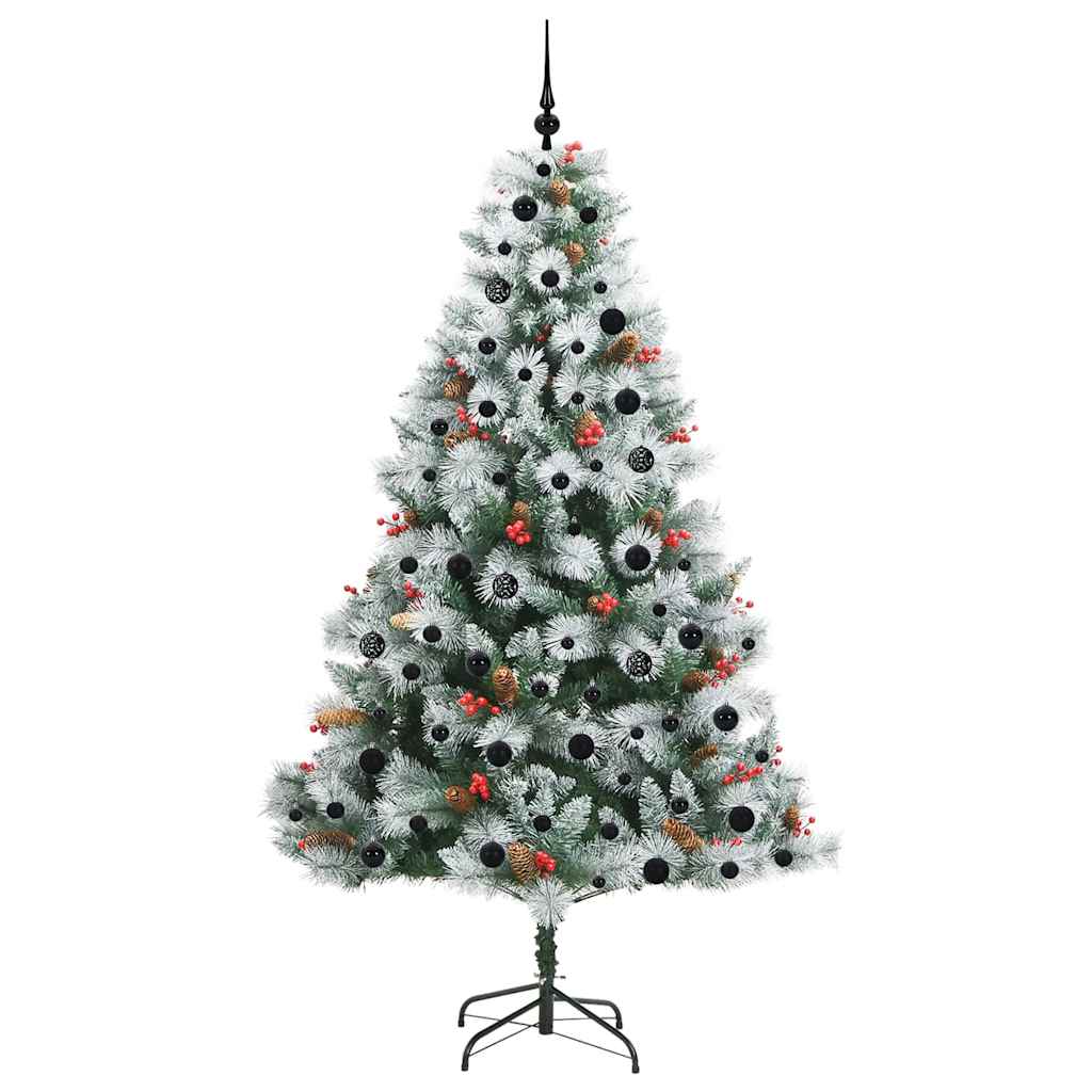 Kunstkerstboom Groen en wit 210 cm PVC en Metaal en Plastic is nu te koop bij PeponiXL, paradijselijk wonen!