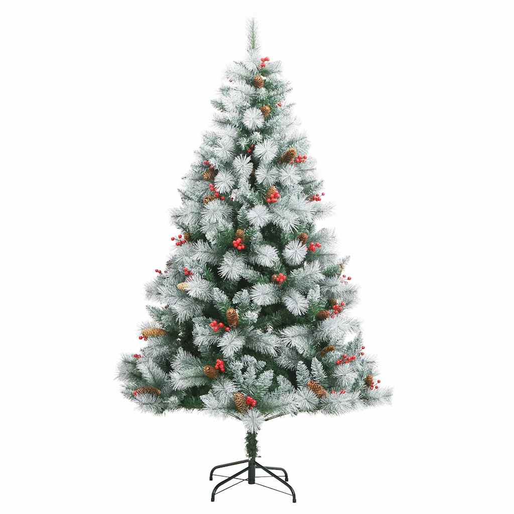 Kunstkerstboom Groen en wit 210 cm PVC en Metaal en Plastic is nu te koop bij PeponiXL, paradijselijk wonen!