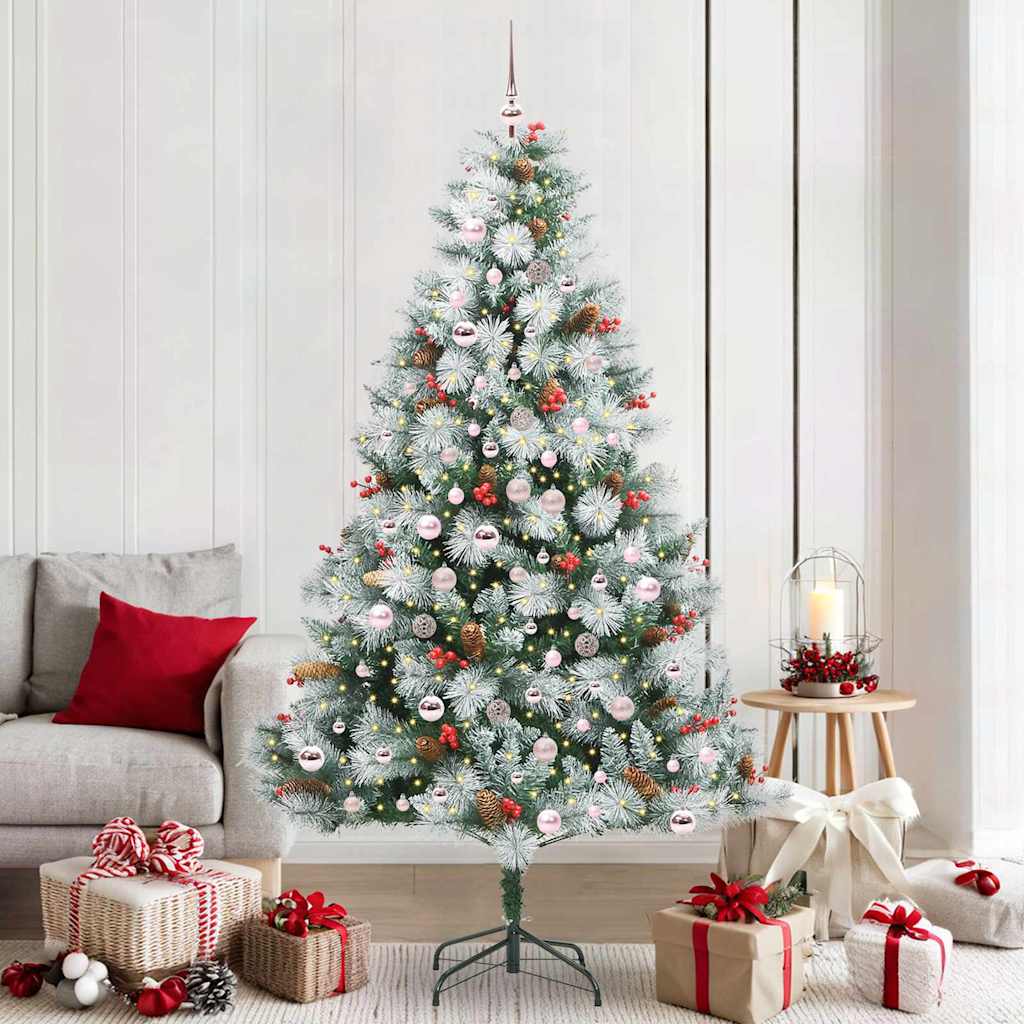 Kunstkerstboom Groen en wit 210 cm PVC en Metaal en Plastic is nu te koop bij PeponiXL, paradijselijk wonen!