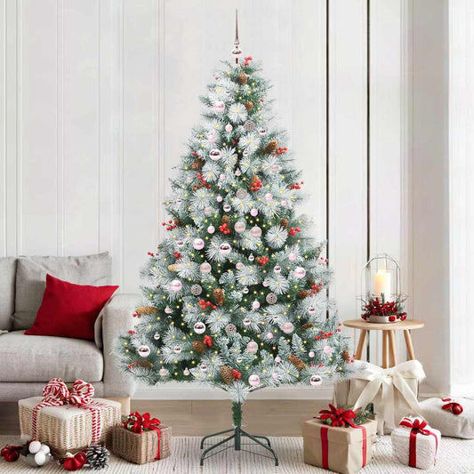 Kunstkerstboom Groen en wit 210 cm PVC en Metaal en Plastic is nu te koop bij PeponiXL, paradijselijk wonen!
