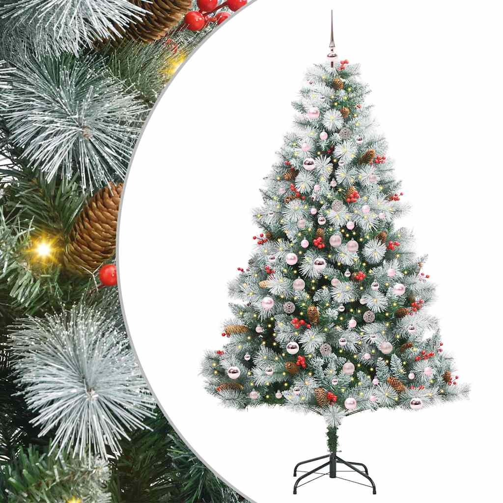 Kunstkerstboom Groen en wit 210 cm PVC en Metaal en Plastic is nu te koop bij PeponiXL, paradijselijk wonen!