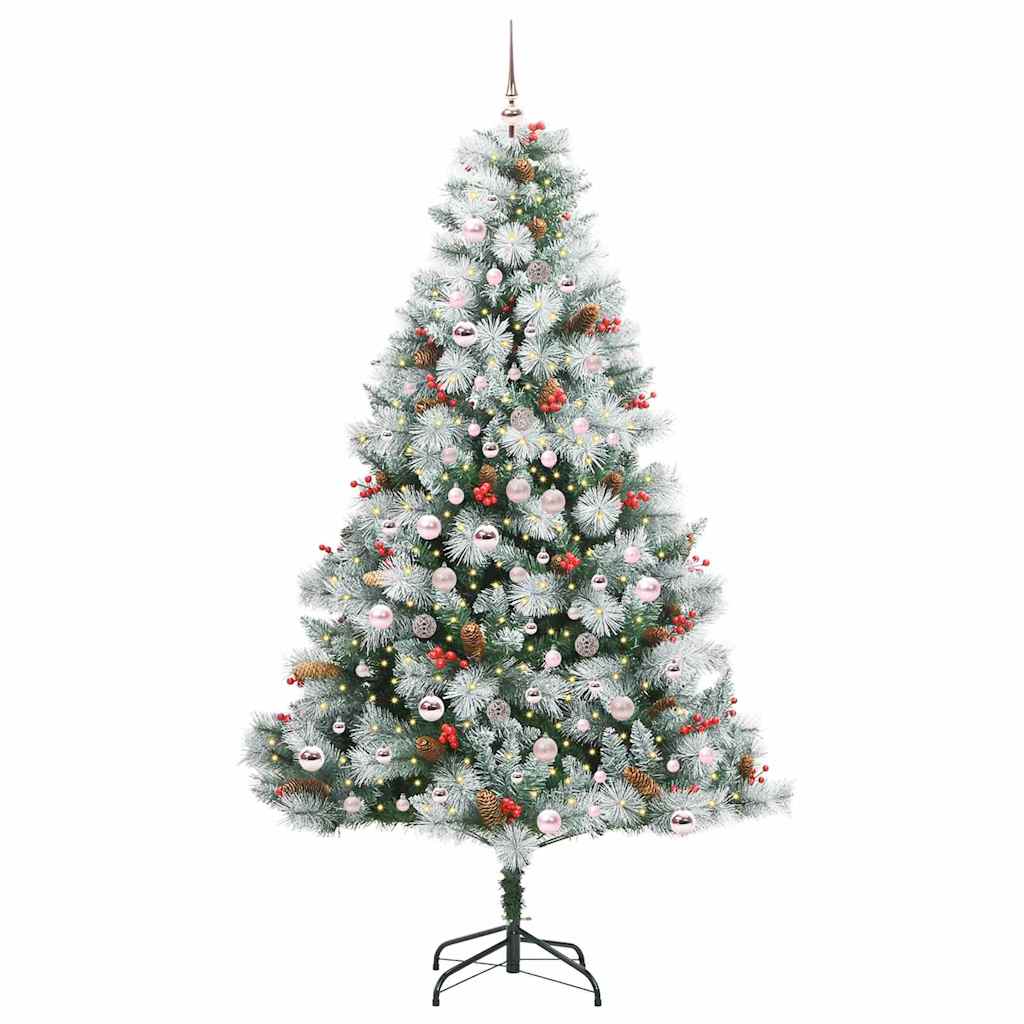 Kunstkerstboom Groen en wit 210 cm PVC en Metaal en Plastic is nu te koop bij PeponiXL, paradijselijk wonen!