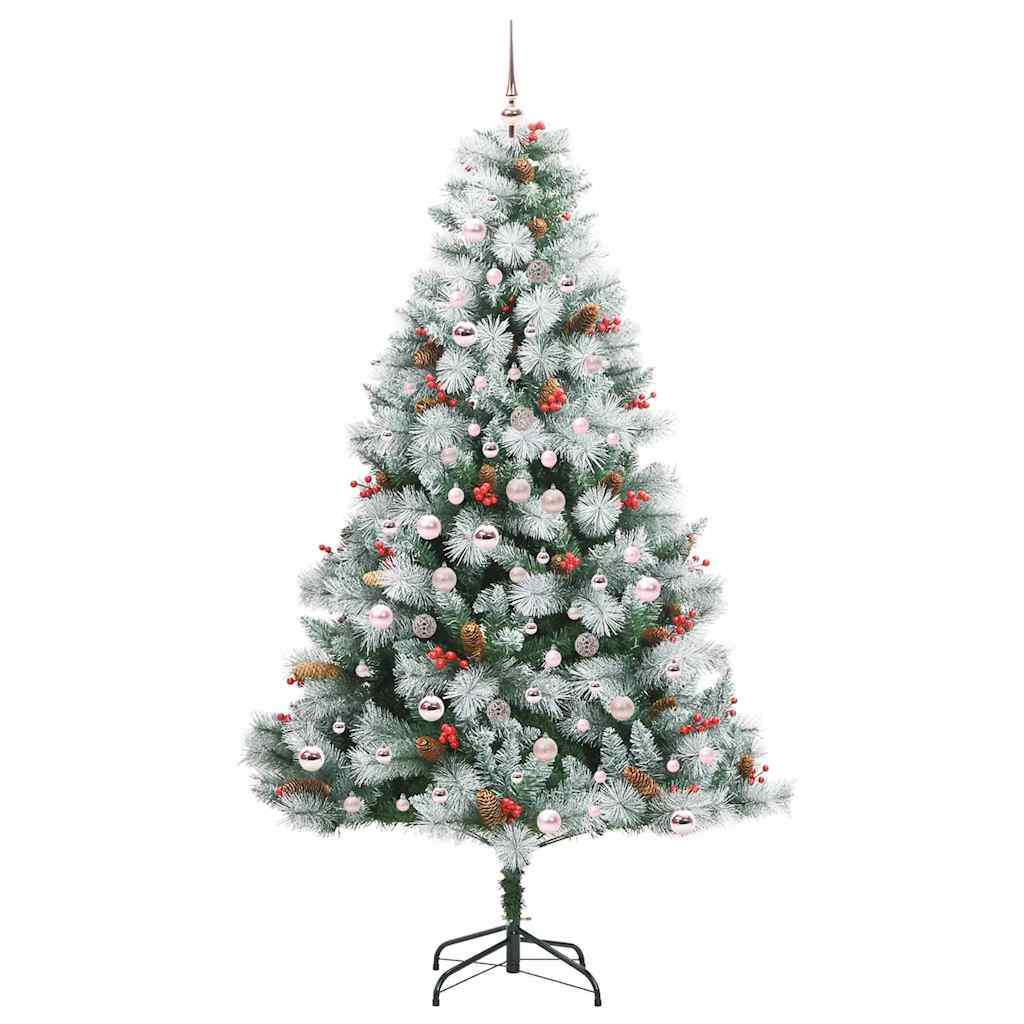 Kunstkerstboom Groen en wit 210 cm PVC en Metaal en Plastic is nu te koop bij PeponiXL, paradijselijk wonen!