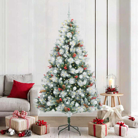 Kunstkerstboom Groen en wit 210 cm PVC en Metaal en Plastic is nu te koop bij PeponiXL, paradijselijk wonen!