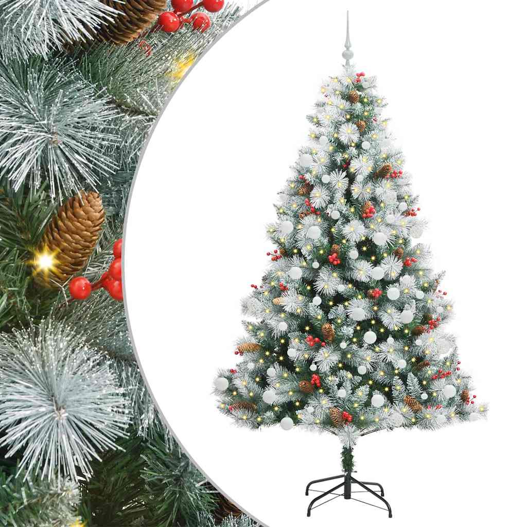 Kunstkerstboom Groen en wit 210 cm PVC en Metaal en Plastic is nu te koop bij PeponiXL, paradijselijk wonen!