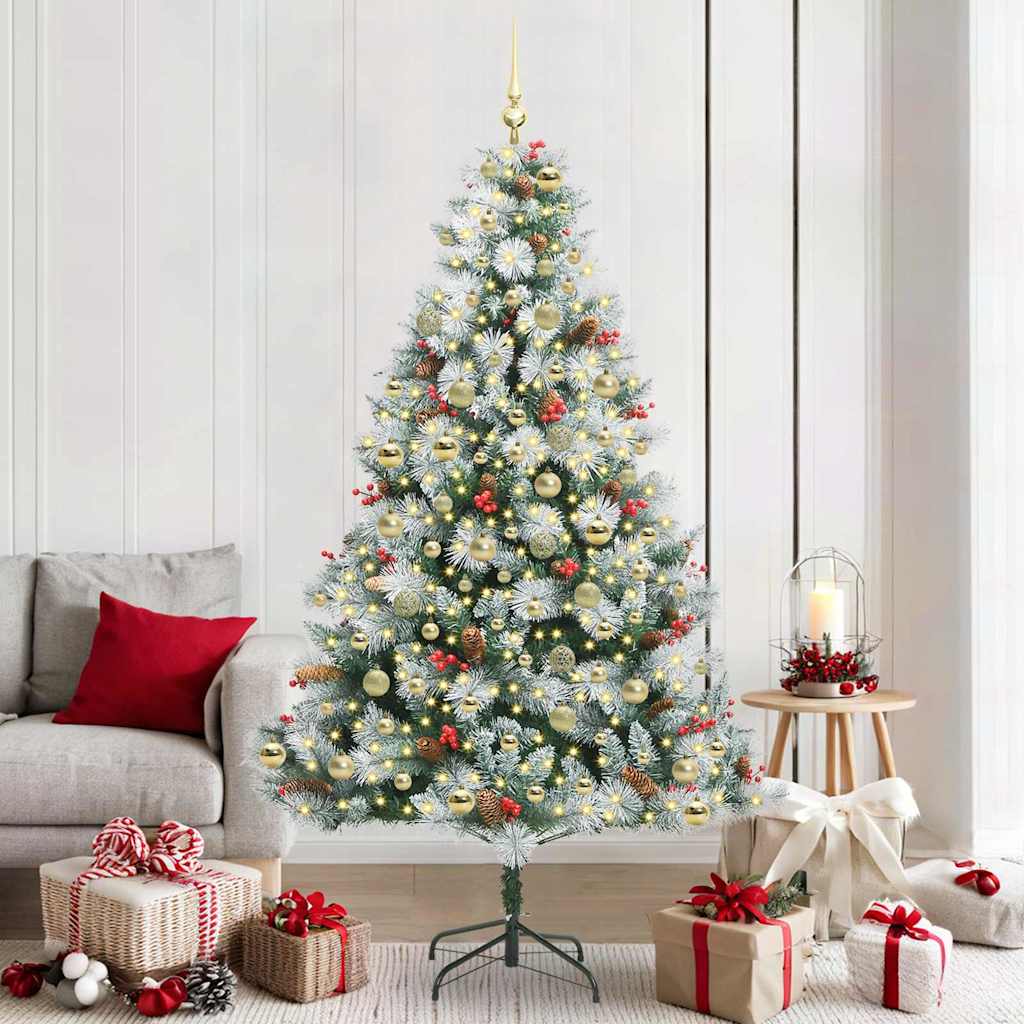 Kunstkerstboom Groen en wit 210 cm PVC en Metaal en Plastic is nu te koop bij PeponiXL, paradijselijk wonen!