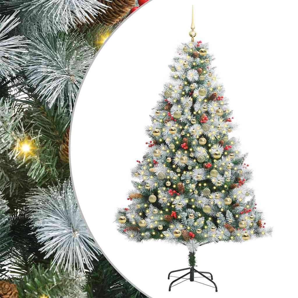 Kunstkerstboom Groen en wit 210 cm PVC en Metaal en Plastic is nu te koop bij PeponiXL, paradijselijk wonen!