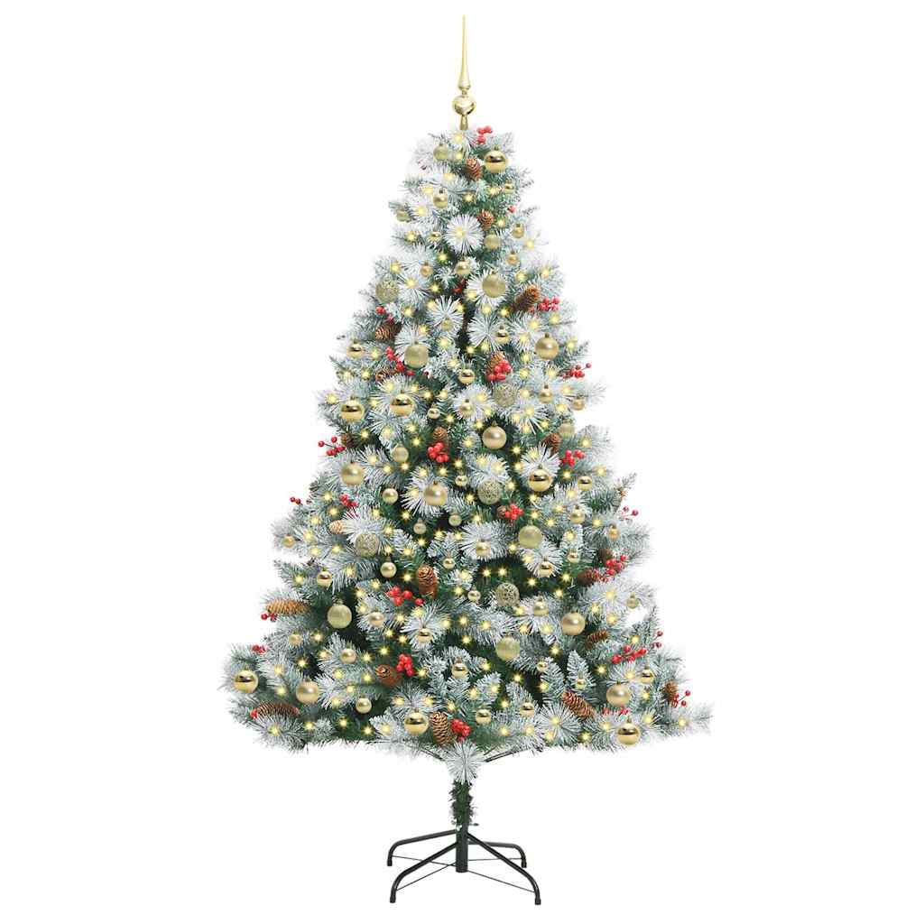 Kunstkerstboom Groen en wit 210 cm PVC en Metaal en Plastic is nu te koop bij PeponiXL, paradijselijk wonen!