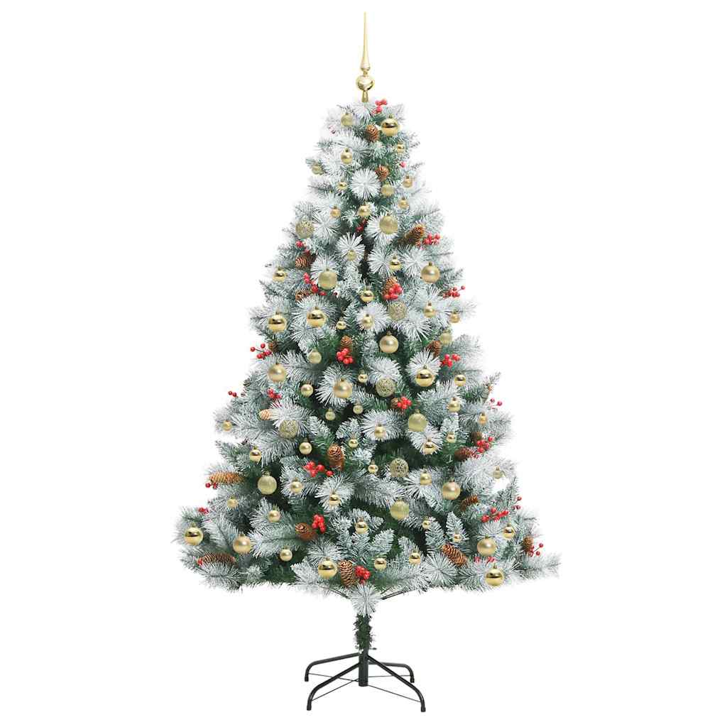 Kunstkerstboom Groen en wit 210 cm PVC en Metaal en Plastic is nu te koop bij PeponiXL, paradijselijk wonen!