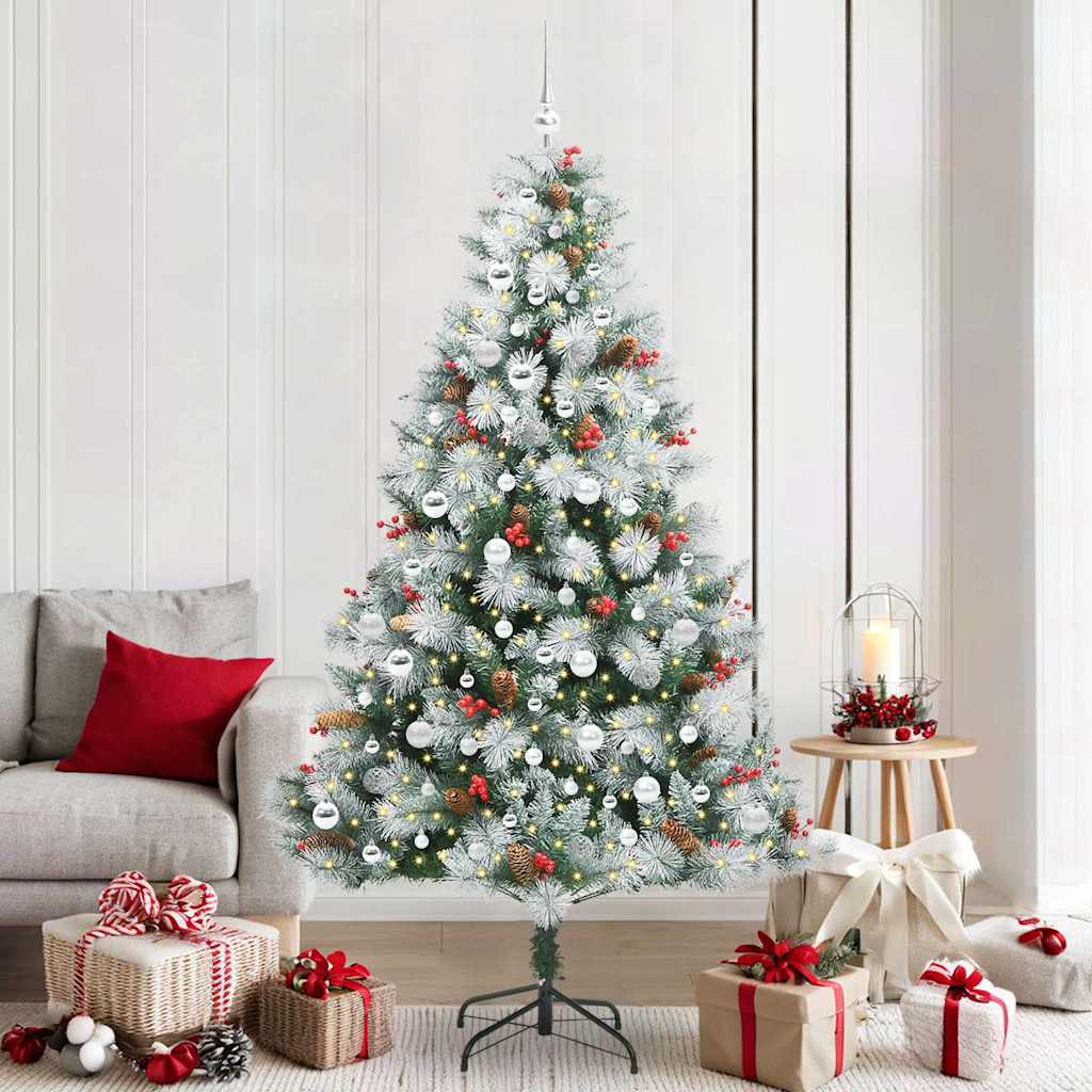 Kunstkerstboom Groen en wit 210 cm PVC en Metaal en Plastic is nu te koop bij PeponiXL, paradijselijk wonen!