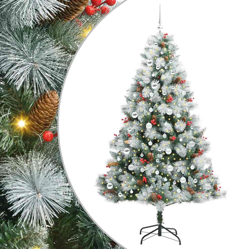 Kunstkerstboom Groen en wit 210 cm PVC en Metaal en Plastic is nu te koop bij PeponiXL, paradijselijk wonen!
