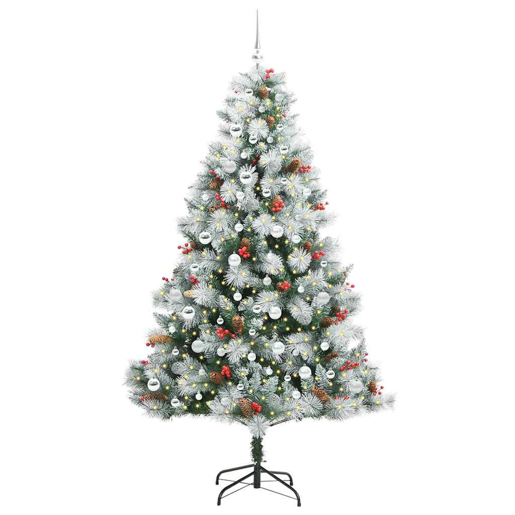 Kunstkerstboom Groen en wit 210 cm PVC en Metaal en Plastic is nu te koop bij PeponiXL, paradijselijk wonen!