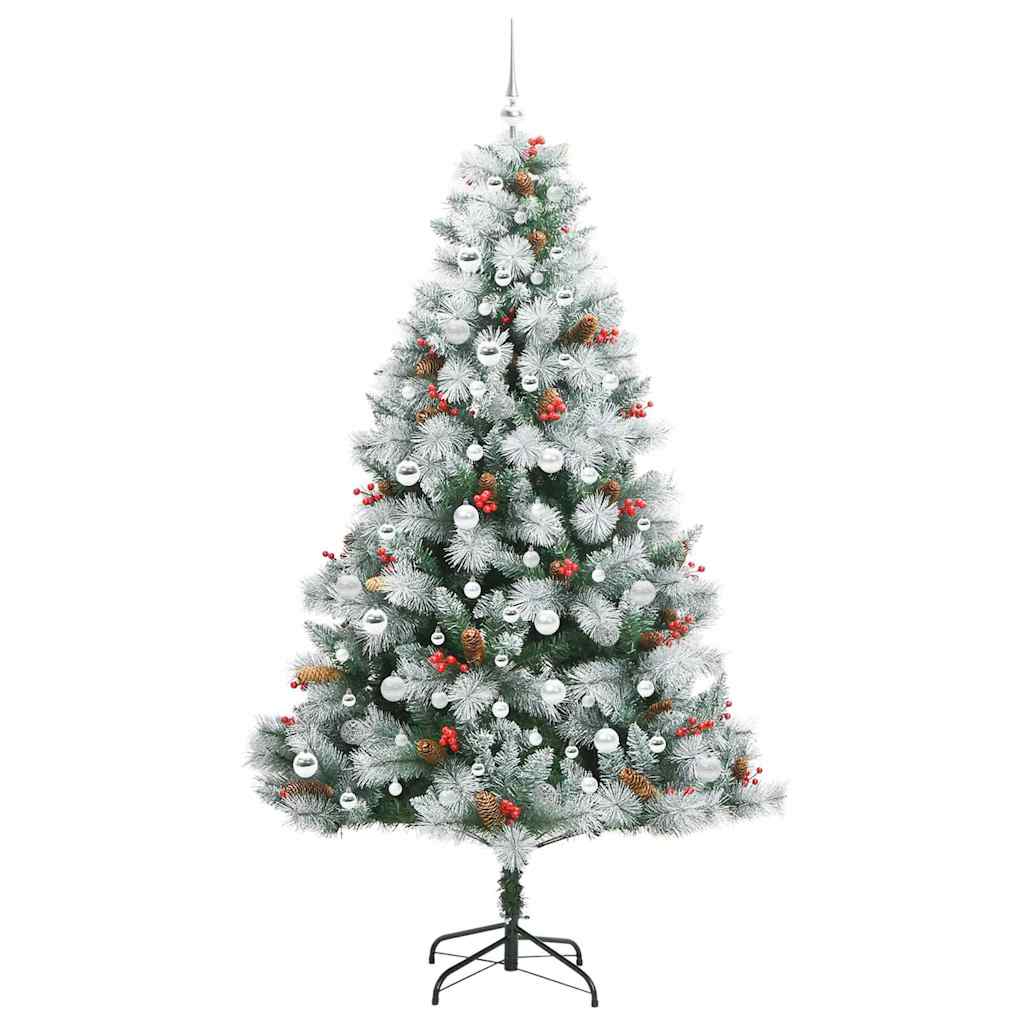 Kunstkerstboom Groen en wit 210 cm PVC en Metaal en Plastic is nu te koop bij PeponiXL, paradijselijk wonen!