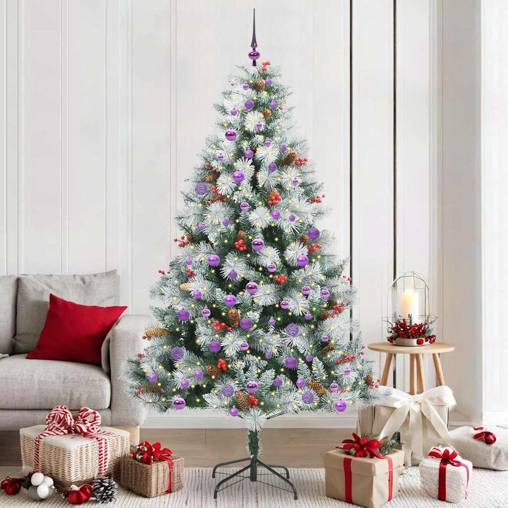 Kunstkerstboom Groen en wit 210 cm PVC en Metaal en Plastic is nu te koop bij PeponiXL, paradijselijk wonen!