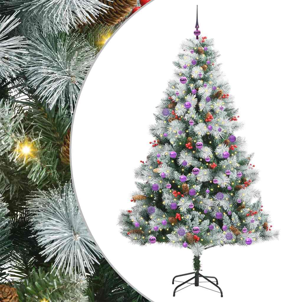 Kunstkerstboom Groen en wit 210 cm PVC en Metaal en Plastic is nu te koop bij PeponiXL, paradijselijk wonen!