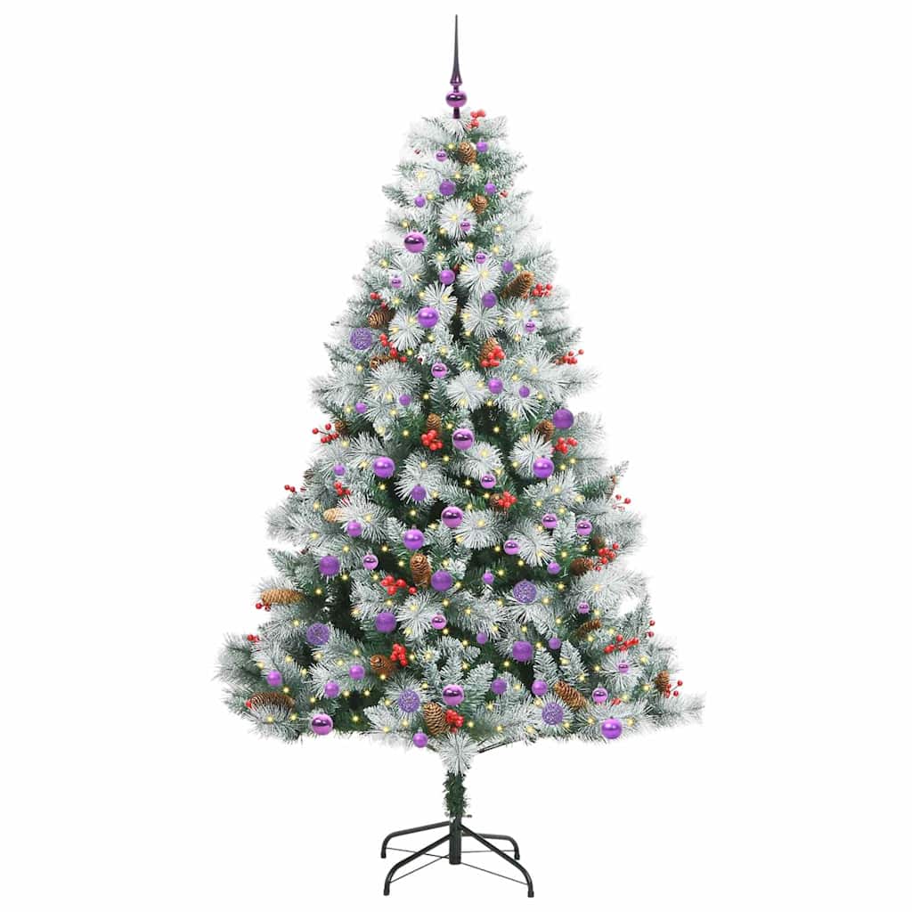Kunstkerstboom Groen en wit 210 cm PVC en Metaal en Plastic is nu te koop bij PeponiXL, paradijselijk wonen!