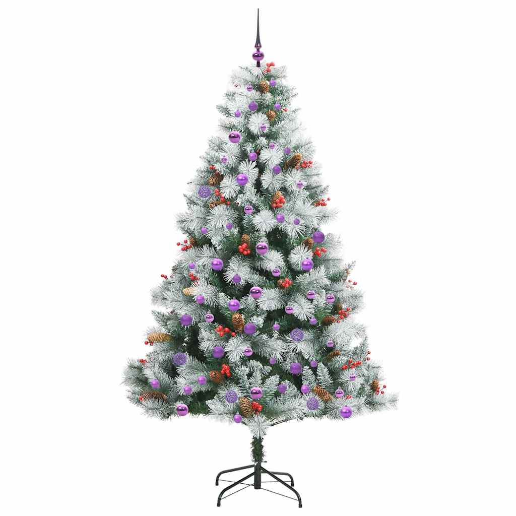 Kunstkerstboom Groen en wit 210 cm PVC en Metaal en Plastic is nu te koop bij PeponiXL, paradijselijk wonen!