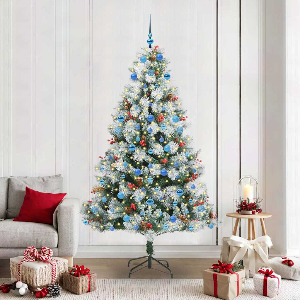 Kunstkerstboom Groen en wit 210 cm PVC en Metaal en Plastic is nu te koop bij PeponiXL, paradijselijk wonen!