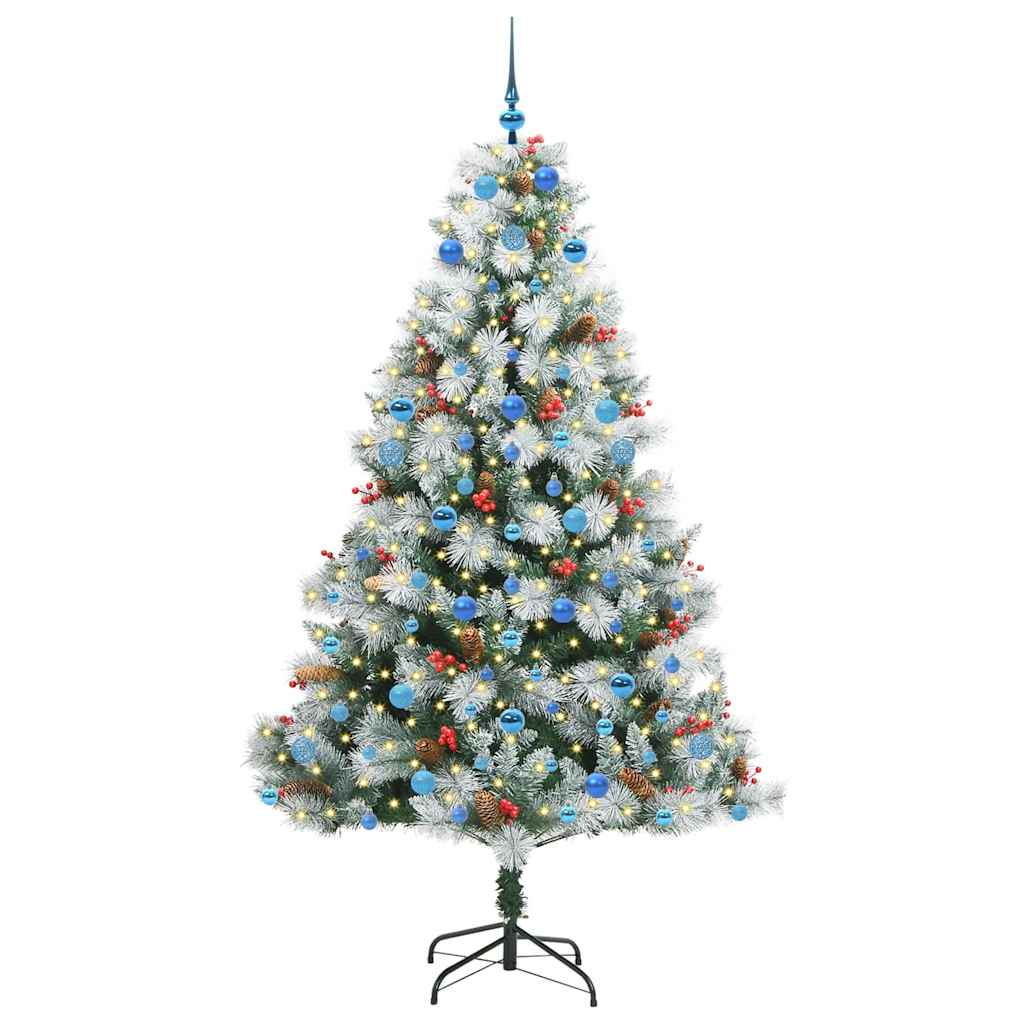 Kunstkerstboom Groen en wit 210 cm PVC en Metaal en Plastic is nu te koop bij PeponiXL, paradijselijk wonen!