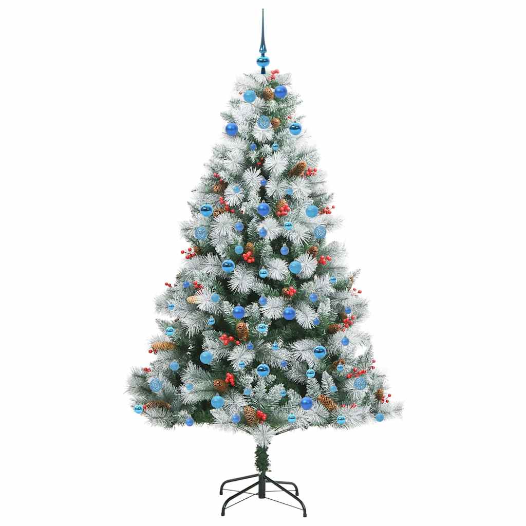 Kunstkerstboom Groen en wit 210 cm PVC en Metaal en Plastic is nu te koop bij PeponiXL, paradijselijk wonen!
