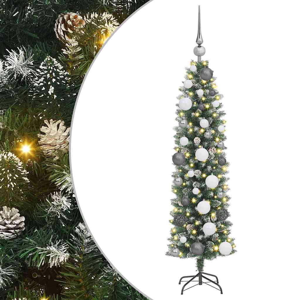 Kunstmatige slanke kerstboom met 150 LED Groen en Wit 120 cm is nu te koop bij PeponiXL, paradijselijk wonen!