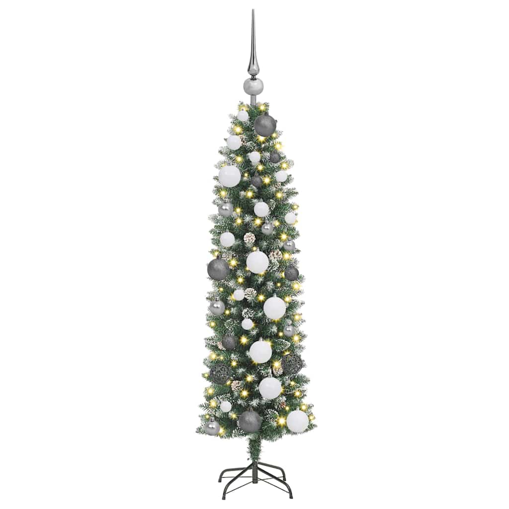 Kunstmatige slanke kerstboom met 150 LED Groen en Wit 120 cm is nu te koop bij PeponiXL, paradijselijk wonen!