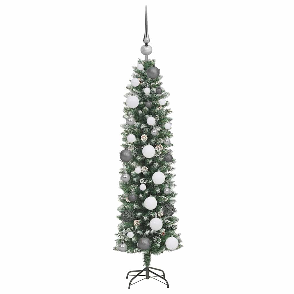 Kunstmatige slanke kerstboom met 150 LED Groen en Wit 120 cm is nu te koop bij PeponiXL, paradijselijk wonen!