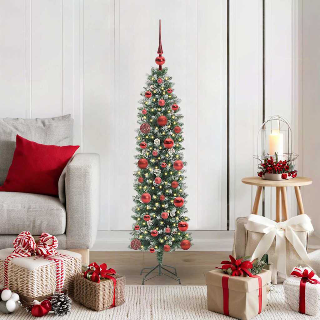Kunstmatige slanke kerstboom met 150 LED Groen en Wit 120 cm is nu te koop bij PeponiXL, paradijselijk wonen!