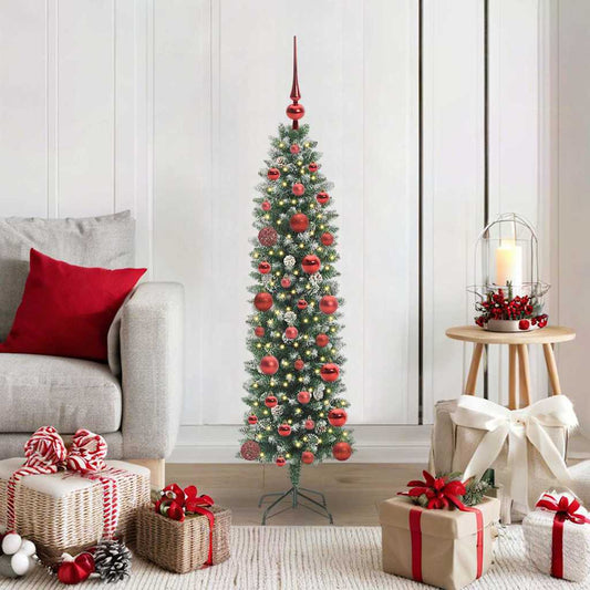 Kunstmatige slanke kerstboom met 150 LED Groen en Wit 120 cm is nu te koop bij PeponiXL, paradijselijk wonen!