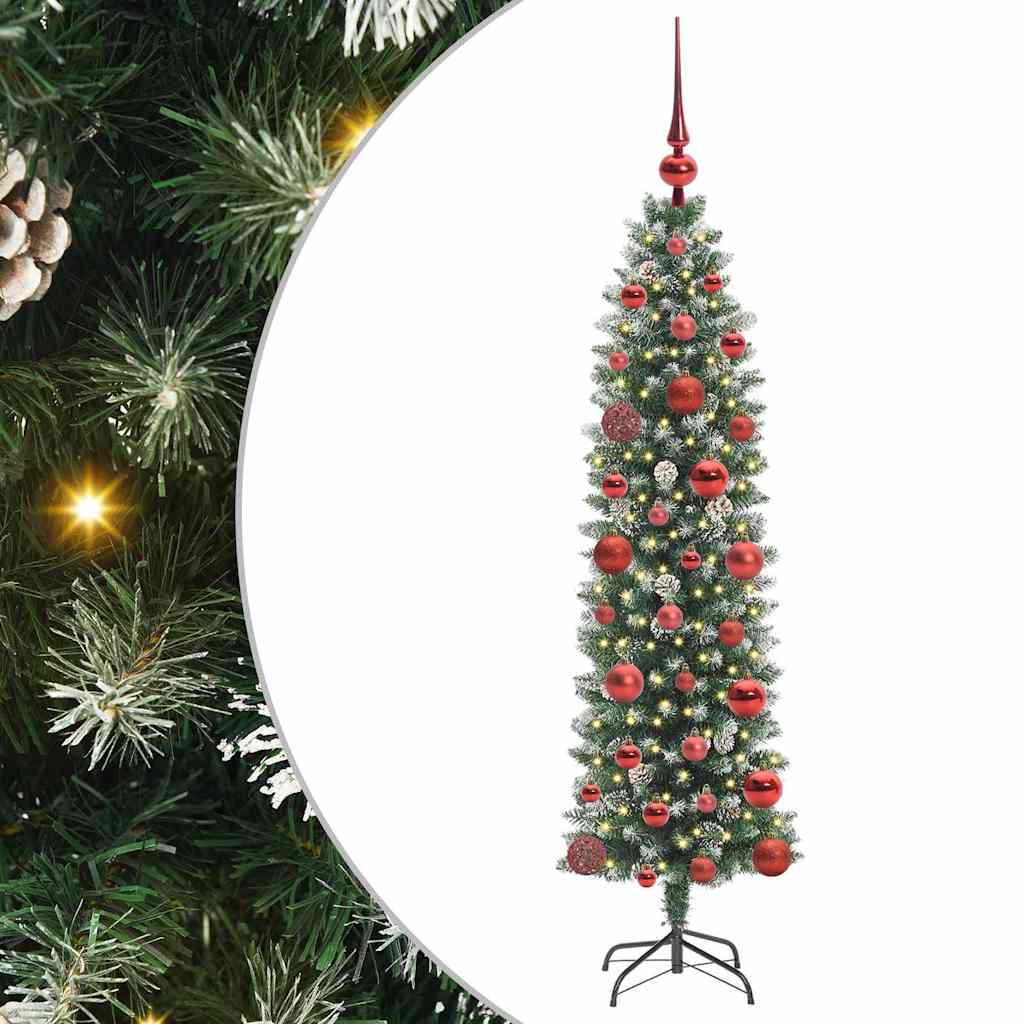 Kunstmatige slanke kerstboom met 150 LED Groen en Wit 120 cm is nu te koop bij PeponiXL, paradijselijk wonen!