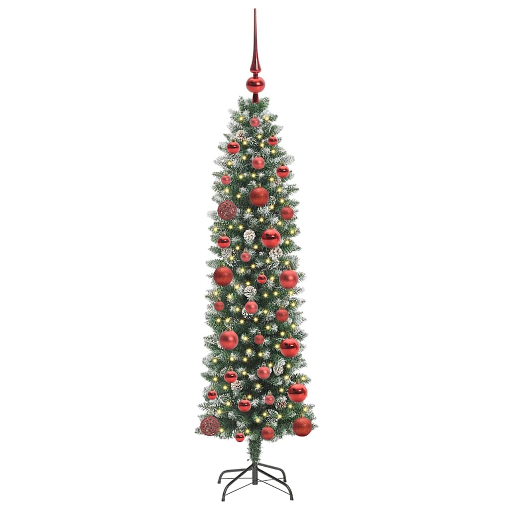 Kunstmatige slanke kerstboom met 150 LED Groen en Wit 120 cm is nu te koop bij PeponiXL, paradijselijk wonen!