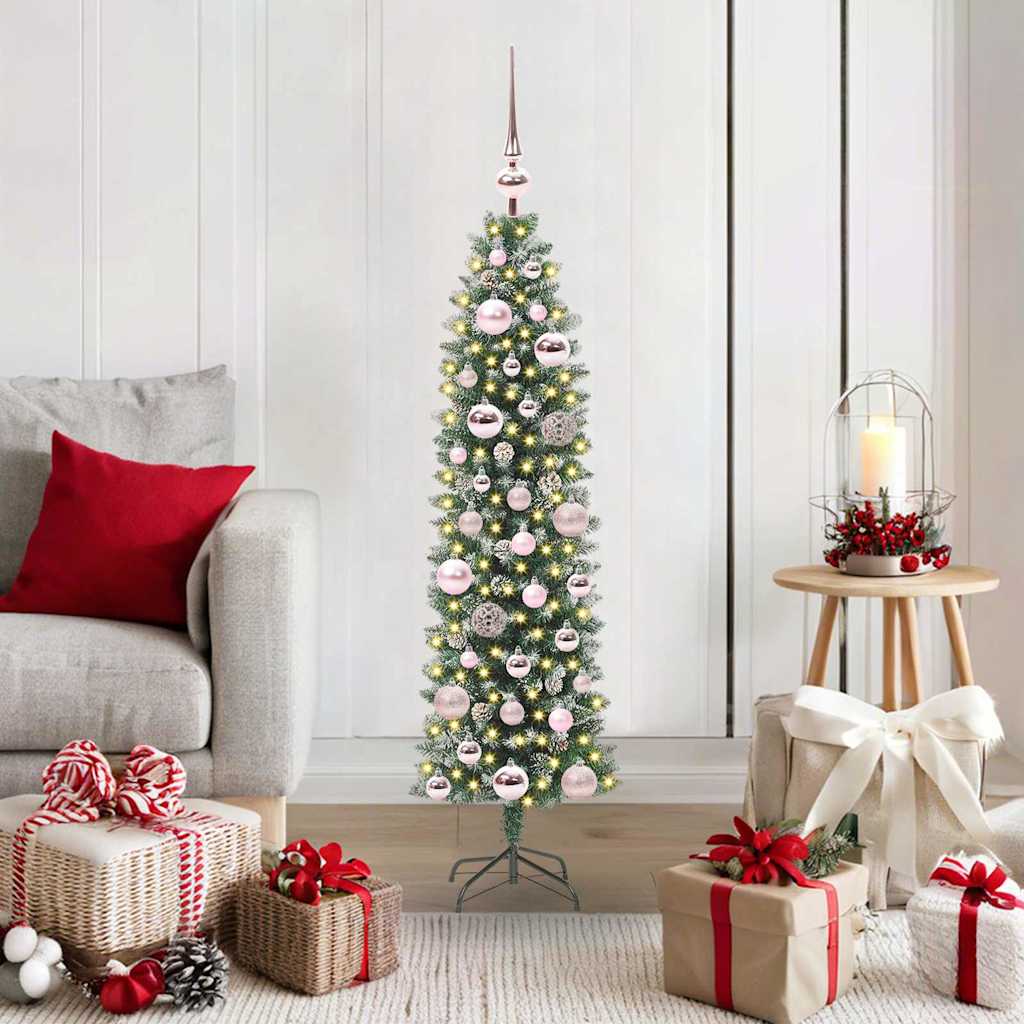 Kunstmatige slanke kerstboom met 150 LED Groen en Wit 120 cm is nu te koop bij PeponiXL, paradijselijk wonen!
